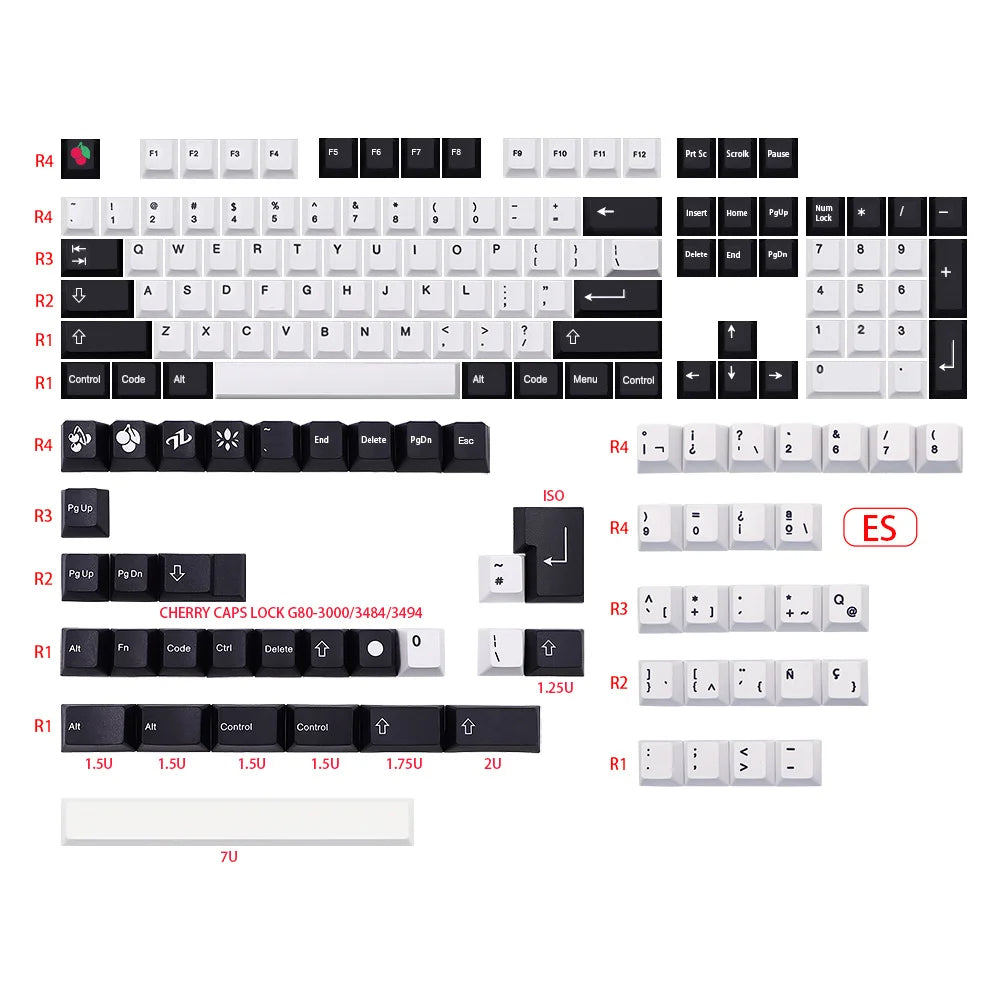 Keycaps AZERTY CHERRY - Vue de dos